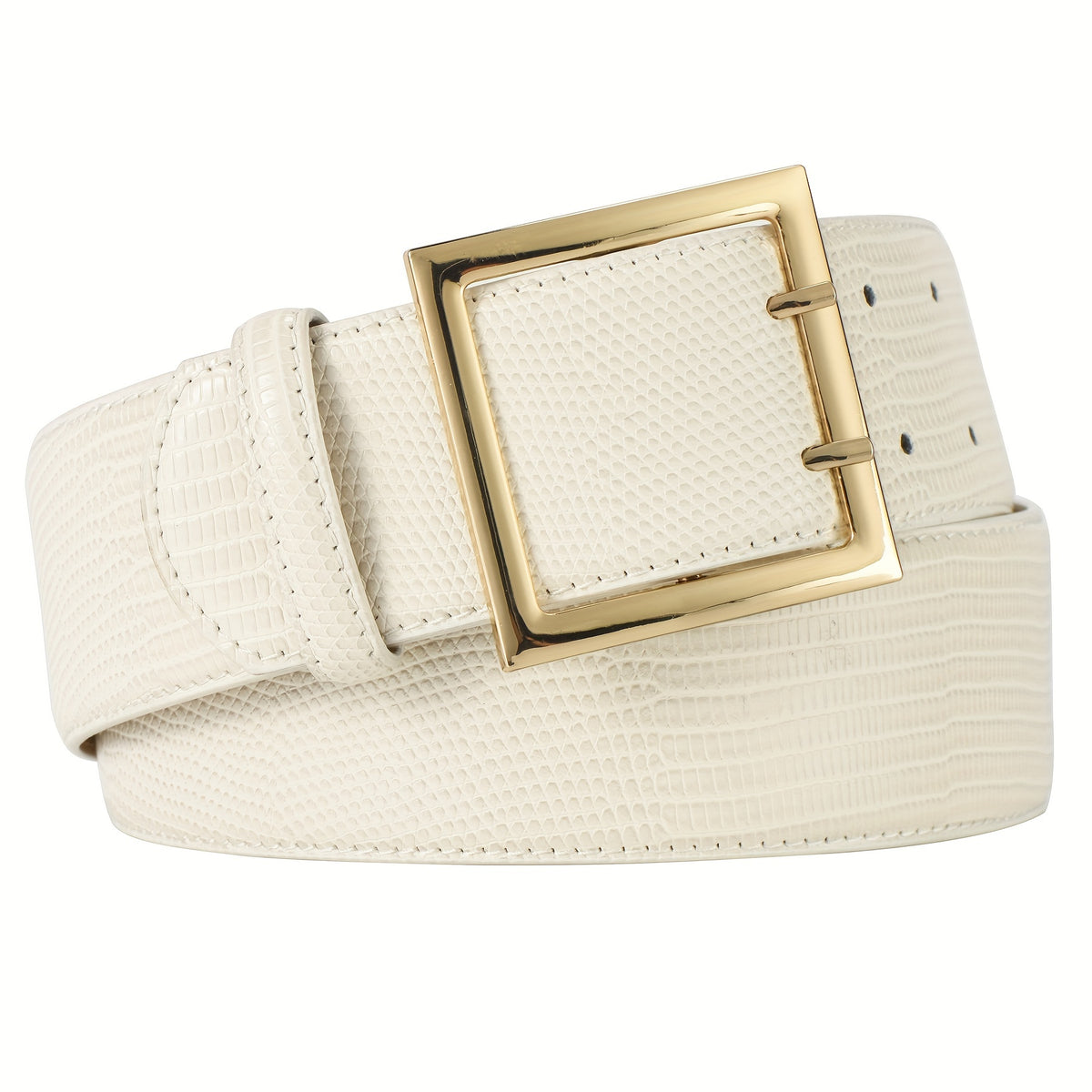 Women's Belt - Wide for Golden Double Prong Buckle Waist Ladies Fashion Cinch for Dresses - product detail view 16