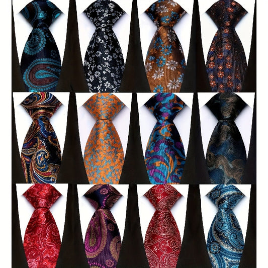 Men's Necktie - 12 Pack Jacquard Woven 100% Polyester 1200-Stitch Formal Ties - 57 Inch - main product view