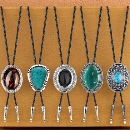 Men's Necktie - Bolo Tie Set 5 Styles for Women Hand-Braided Leather Western Cowboy - product detail view 9