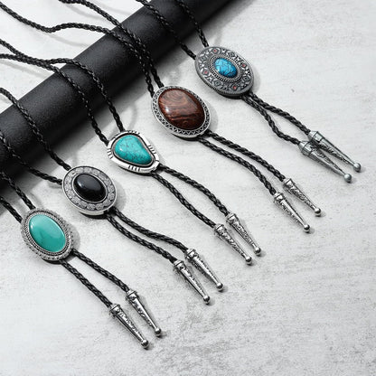 Men's Necktie - Bolo Tie Set 5 Styles for Women Hand-Braided Leather Western Cowboy - product detail view 13