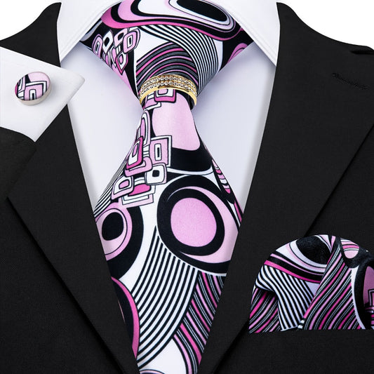 Men's Necktie - 's Set 4pcs Floral Print Tie - Breathable Pocket Square Cufflinks & Tie - main product view