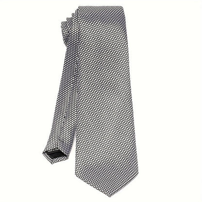 Men's Necktie - 's Set 4pcs Silver Grey - Tie Pocket Square Cufflinks & Tie Clip Matching - product detail view 5