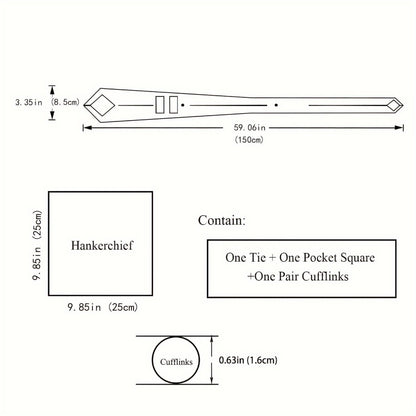 Men's Necktie - 's Set 4pcs Silver Grey - Tie Pocket Square Cufflinks & Tie Clip Matching - product detail view 6