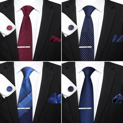 Men's Necktie - Tie Gift Box Set for 5 Piece Pocket Square Cufflinks Tie Clip | Elegant - product detail view 12