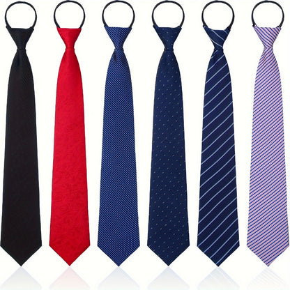 Men's Necktie - Zipper Tie Set 6 Pack Adjustable Pre-Tied for Women Kids - School Uniform - product detail view 3