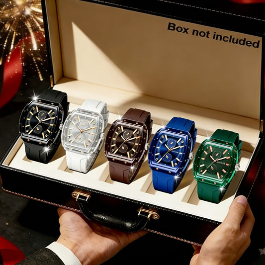 Men's Quartz Watch - 5-Piece 's Set Minimalist Sport Casual Wristwatch Alloy Case Silicone - main product view