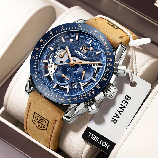 Men's Quartz Watch - BENYAR Luminous Chronograph Analog Big Face Business Sport Casual Fashion - main product view