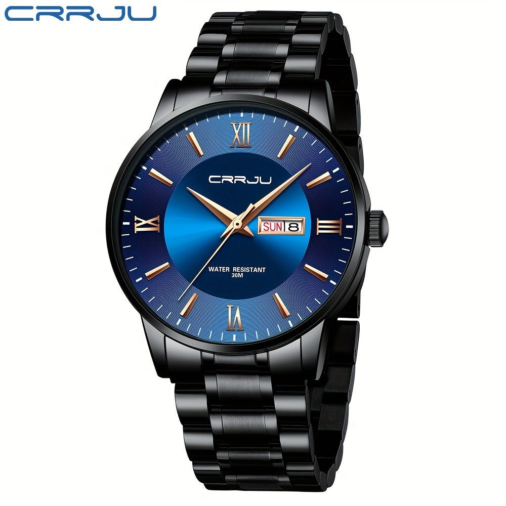 Men's Quartz Watch - Big Face for - Stainless Steel Waterproof Analog , Easy to Read Roman & - product detail view 3