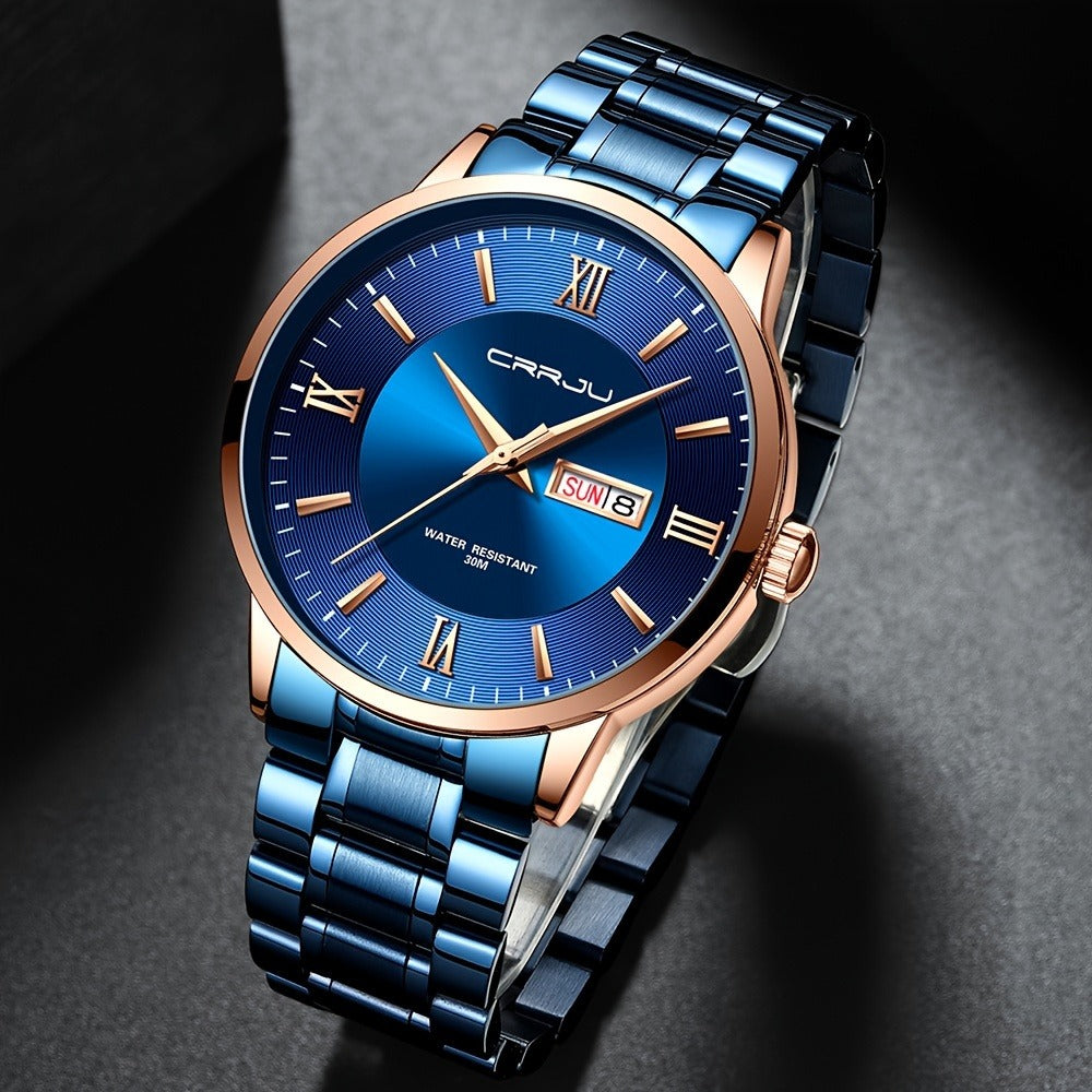 Men's Quartz Watch - Big Face for - Stainless Steel Waterproof Analog , Easy to Read Roman & - product detail view 7