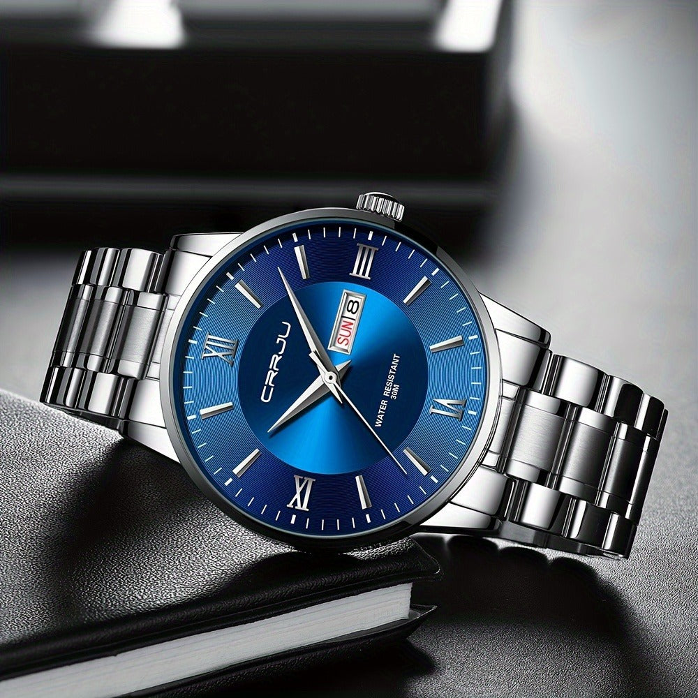 Men's Quartz Watch - Big Face for - Stainless Steel Waterproof Analog , Easy to Read Roman & - product detail view 10
