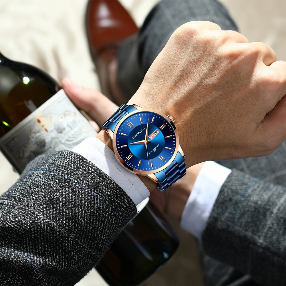 Men's Quartz Watch - Big Face for - Stainless Steel Waterproof Analog , Easy to Read Roman & - product detail view 11