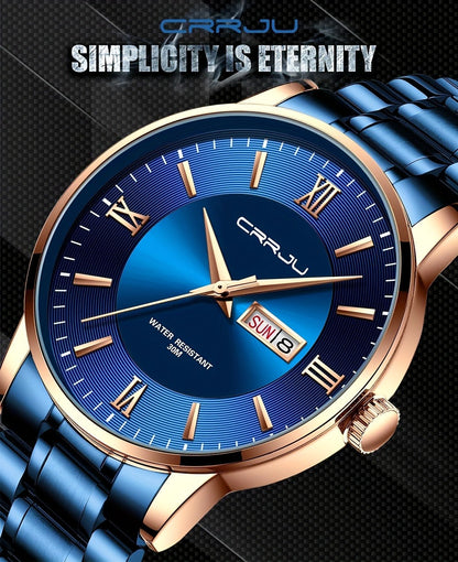 Men's Quartz Watch - Big Face for - Stainless Steel Waterproof Analog , Easy to Read Roman & - product detail view 12