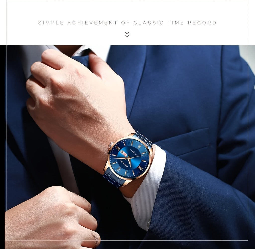 Men's Quartz Watch - Big Face for - Stainless Steel Waterproof Analog , Easy to Read Roman & - product detail view 13