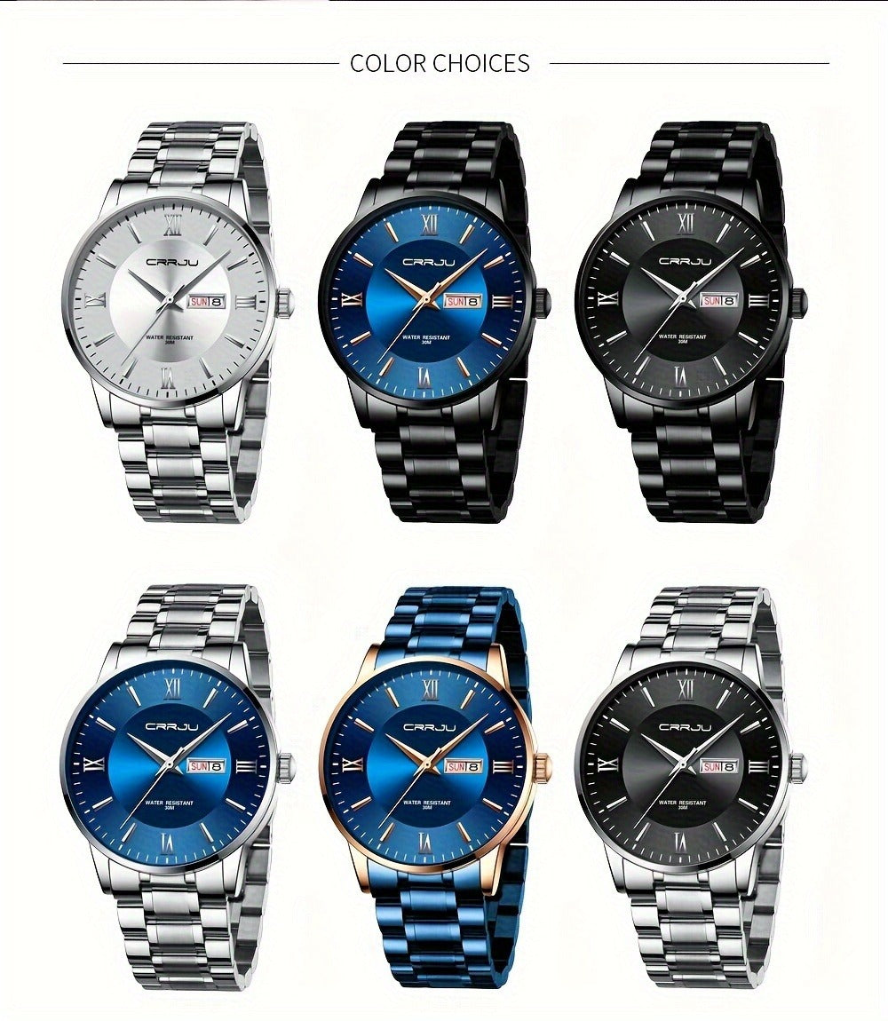 Men's Quartz Watch - Big Face for - Stainless Steel Waterproof Analog , Easy to Read Roman & - product detail view 14