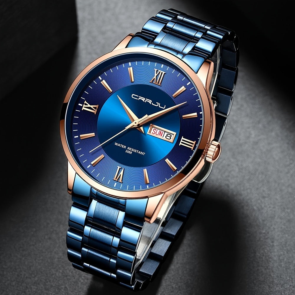 Men's Quartz Watch - Big Face for - Stainless Steel Waterproof Analog , Easy to Read Roman & - product detail view 17