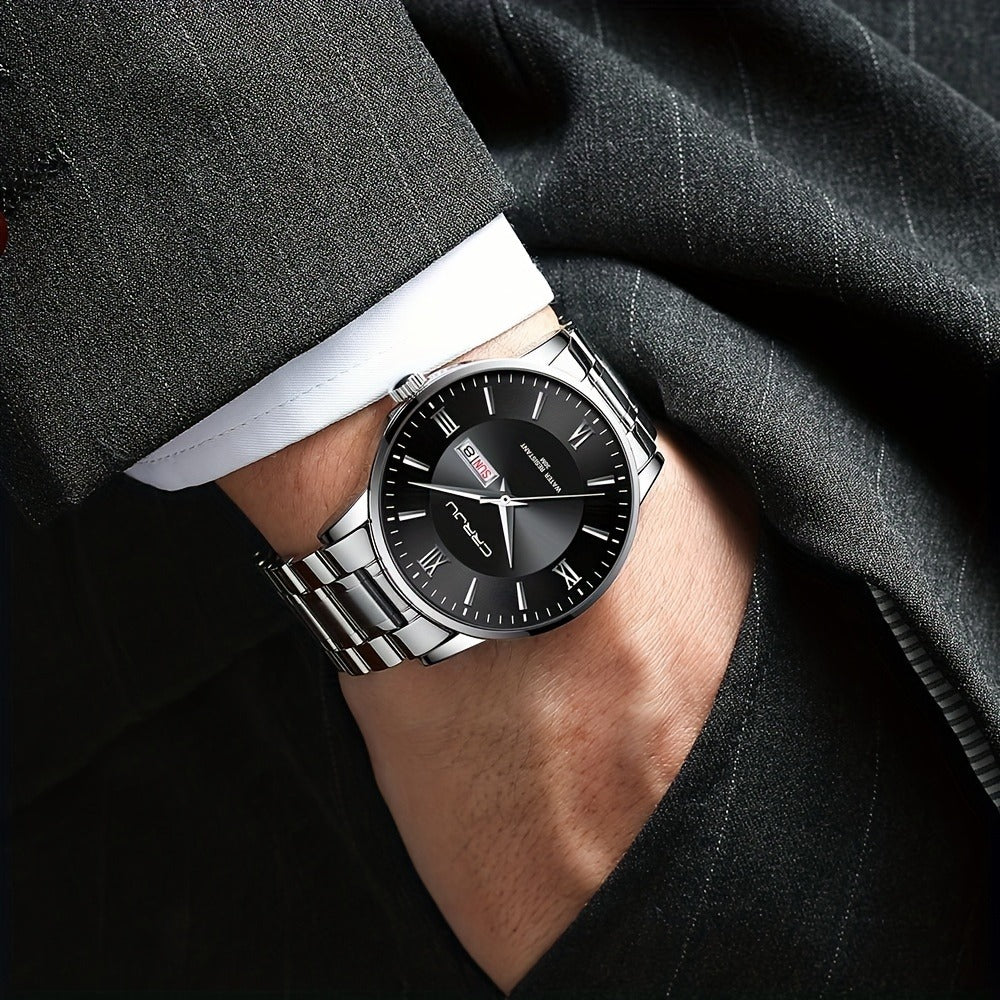Men's Quartz Watch - Big Face for - Stainless Steel Waterproof Analog , Easy to Read Roman & - product detail view 19