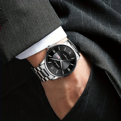 Men's Quartz Watch - Big Face for - Stainless Steel Waterproof Analog , Easy to Read Roman & - product detail view 19