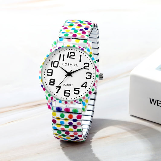 Women's Quartz Watch - Boho for Elastic Stretch Strap Analog Wristwatch - Large Arabic Numeral - main product view