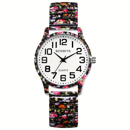 Women's Quartz Watch - Boho for Elastic Stretch Strap Analog Wristwatch - Large Arabic Numeral - product detail view 13