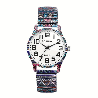 Men's Quartz Watch - Boho Printed - Stretch Band Wristwatch Large Arabic Numerals Starry Sky - product detail view 5