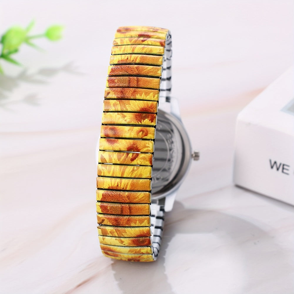 Men's Quartz Watch - Boho Printed - Stretch Band Wristwatch Large Arabic Numerals Starry Sky - product detail view 14