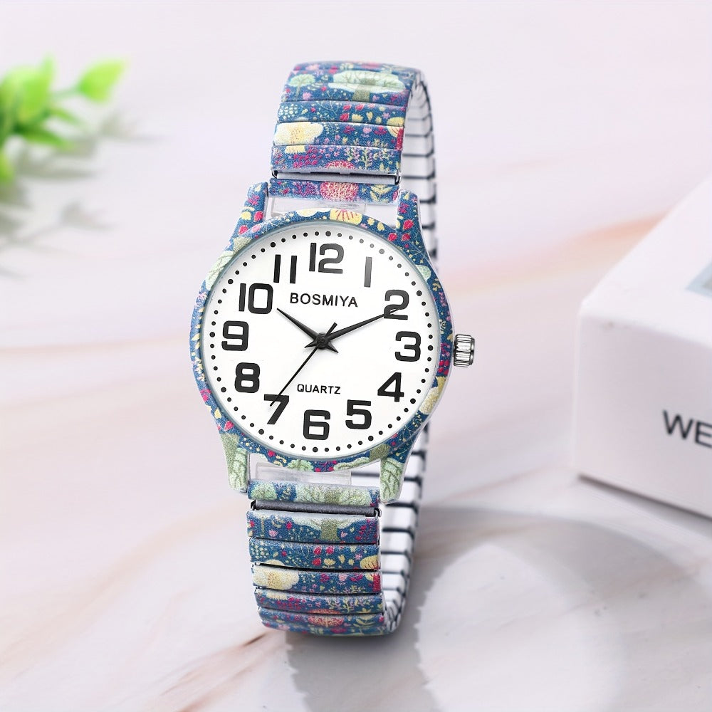 Men's Quartz Watch - Boho Printed - Stretch Band Wristwatch Large Arabic Numerals Starry Sky - product detail view 16