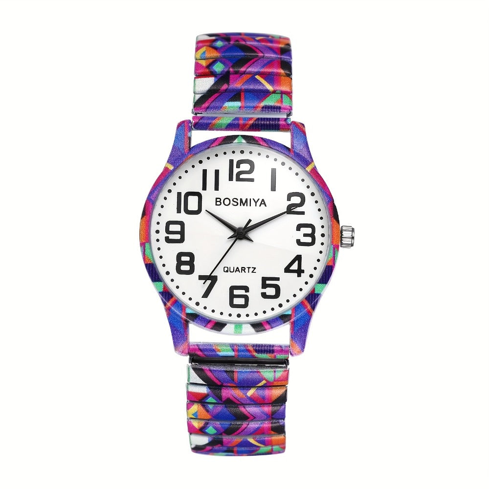 Men's Quartz Watch - Boho Printed - Stretch Band Wristwatch Large Arabic Numerals Starry Sky - product detail view 17
