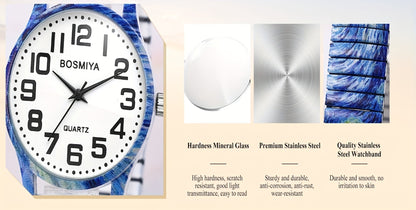 Men's Quartz Watch - Boho Printed - Stretch Band Wristwatch Large Arabic Numerals Starry Sky - product detail view 24