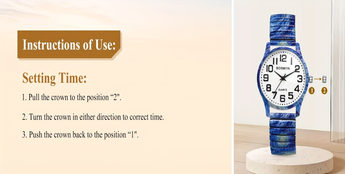 Men's Quartz Watch - Boho Printed - Stretch Band Wristwatch Large Arabic Numerals Starry Sky - product detail view 26