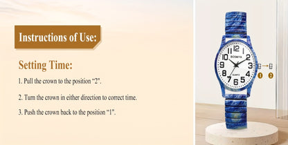 Men's Quartz Watch - Boho Printed - Stretch Band Wristwatch Large Arabic Numerals Starry Sky - product detail view 26