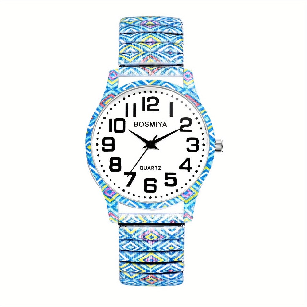 Women's Quartz Watch - Boho for Stretch Stainless Steel Strap, Large Arabic Numeral Dial - product detail view 7
