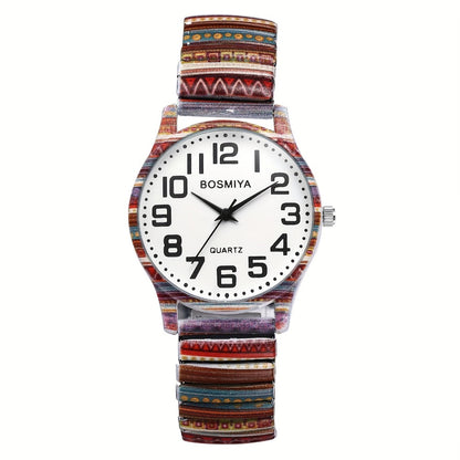 Women's Quartz Watch - Boho for Stretch Stainless Steel Strap, Large Arabic Numeral Dial - product detail view 18