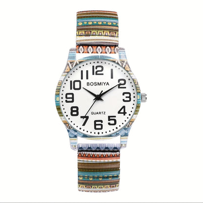 Women's Quartz Watch - Boho for Stretch Stainless Steel Strap, Large Arabic Numeral Dial - product detail view 29