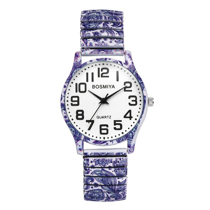 Women's Quartz Watch - Boho for Stretch Stainless Steel Strap, Large Arabic Numeral Dial - product detail view 32