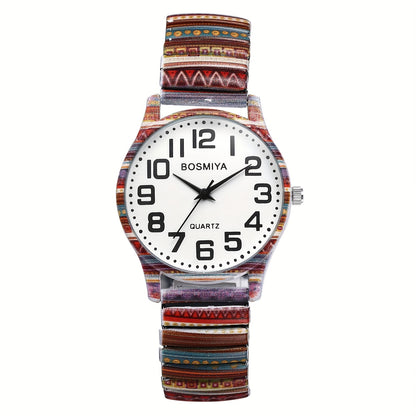 Women's Quartz Watch - Boho for Stretch Stainless Steel Strap, Large Arabic Numeral Dial - product detail view 39