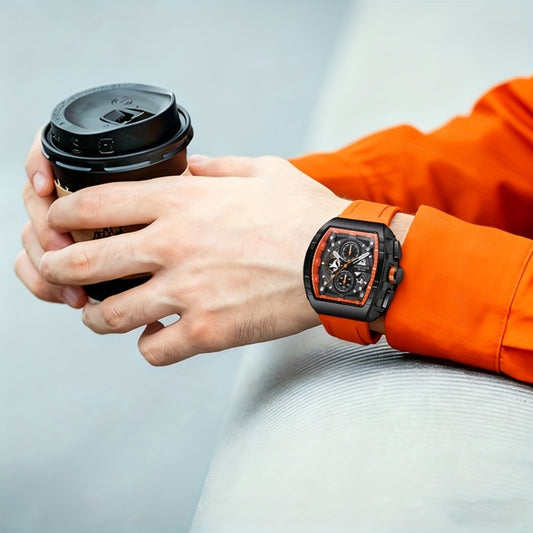 Men's Quartz Watch - Chronograph for Luxury Tonneau Sport Wristwatch Luminous Waterproof Racing - main product view