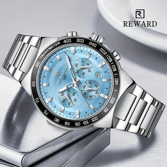 Men's Quartz Watch - Chronograph Sport REWARD VIP Luminous Stainless Steel Wristwatch Ice Blue - main product view