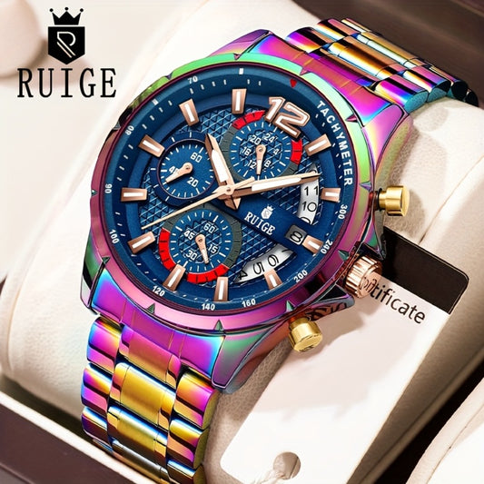 Women's Quartz Watch - Colorful 's with Date Display & Night Light Stainless Steel Band, Trendy - main product view