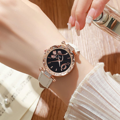 Women's Quartz Watch - Couple Set for - Rhinestone Heart Dial Watches Rose Gold Pink Faux Leather - product detail view 12
