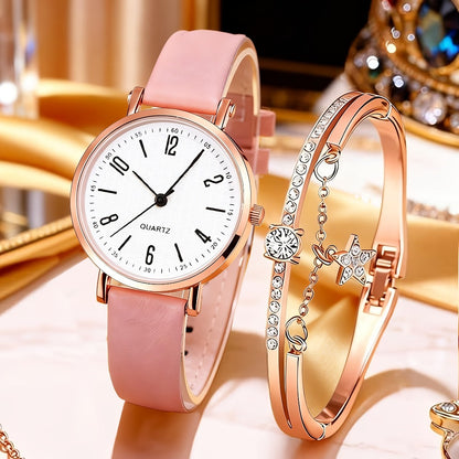 Women's Quartz Watch - Couple Set for - Rhinestone Heart Dial Watches Rose Gold Pink Faux Leather - product detail view 20