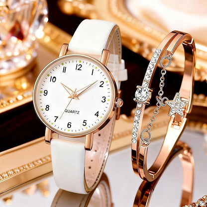 Women's Quartz Watch - Couple Set for - Rhinestone Heart Dial Watches Rose Gold Pink Faux Leather - product detail view 22