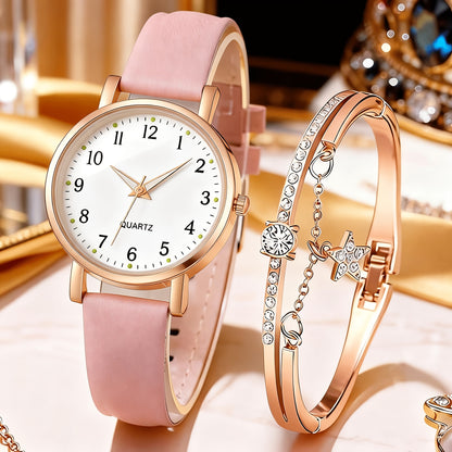Women's Quartz Watch - Couple Set for - Rhinestone Heart Dial Watches Rose Gold Pink Faux Leather - product detail view 39