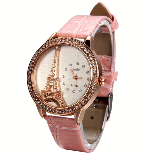 Women's Quartz Watch - Eiffel Tower Rhinestone for Jewelrywe Parisian Fashion Analog Wristwatch - main product view