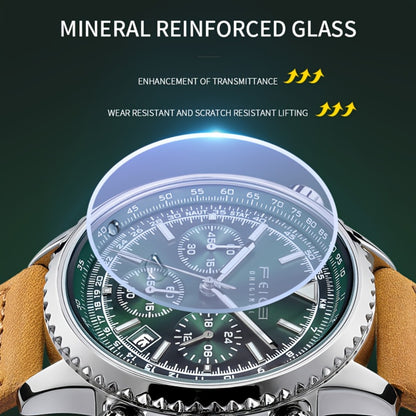Men's Quartz Watch - FEICE Pilot Series 's Chronograph, Green & Gray Dial, Luminous, Calendar - product detail view 11