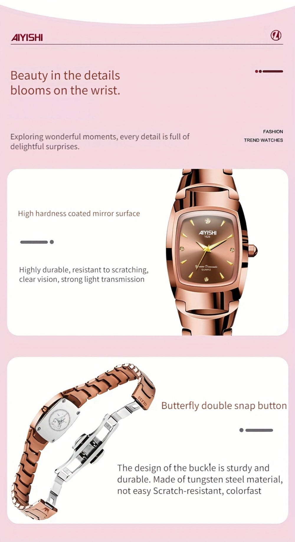 Women's Quartz Watch - Glow in the Dark for AIYSIHI Elegant Rhinestone Wristwatch, Gorgeous - product detail view 16
