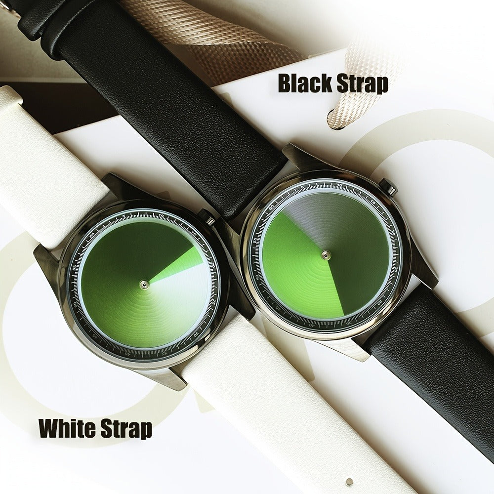 Men's Quartz Watch - Gradient Color Unisex Creative Unique Dial Wristwatch Women Blue Red Green - product detail view 4