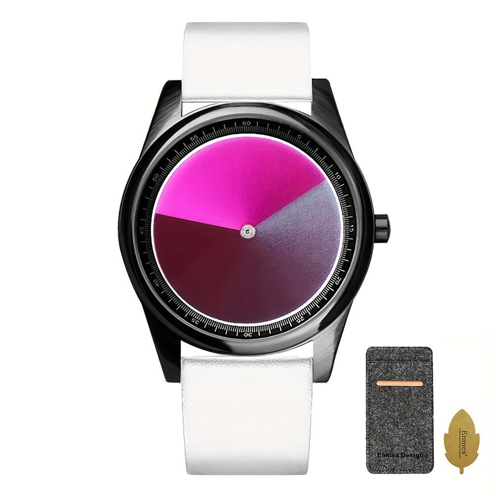 Men's Quartz Watch - Gradient Color Unisex Creative Unique Dial Wristwatch Women Blue Red Green - product detail view 5