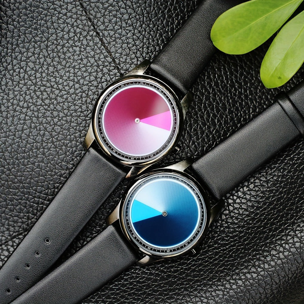 Men's Quartz Watch - Gradient Color Unisex Creative Unique Dial Wristwatch Women Blue Red Green - product detail view 17