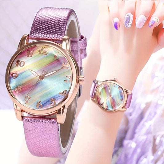 Women's Quartz Watch - Graphic Color for Girls Cute Fashion Analog Wristwatch with Colorful - main product view