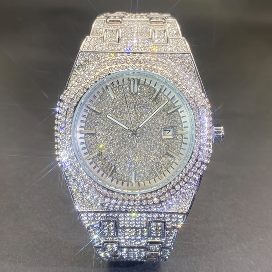 Men's Quartz Watch - Hip Hop Cuban Link MISS FOX Unisex Luminous Calendar Rhinestone Accents - main product view